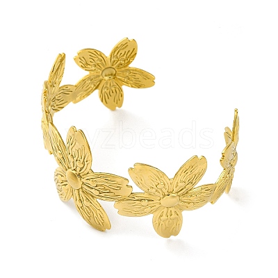 Ion Plating(IP) 304 Stainless Steel Cuff Bangles for Women BJEW-G729-05G-1
