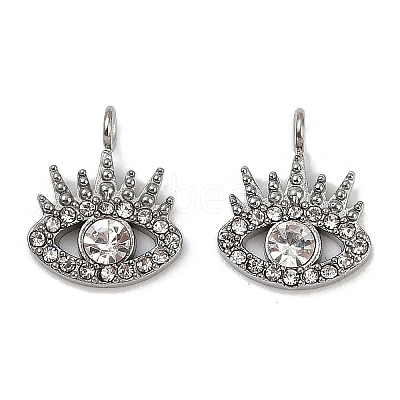304 Stainless Steel Micro Pave Cubic Zirconia Charms STAS-K302-01B-P-1