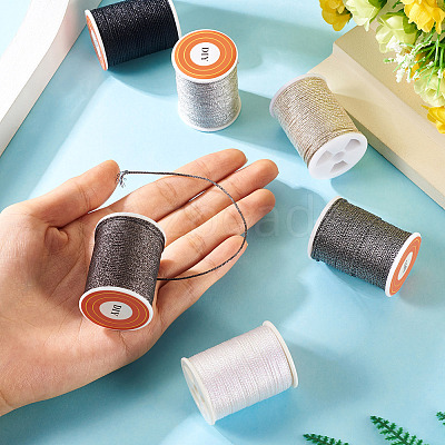 6Rolls 6 Colors Polyester Metallic Thread OCOR-TA0002-82C-1