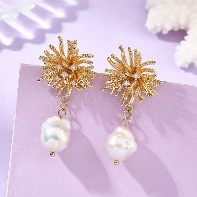 Brass Micro Pave Cubic Zirconia Stud Earrings EJEW-JE07436-1