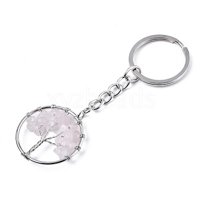 Natural Gemstone Chips Chakra Keychain G-N0326-003-1
