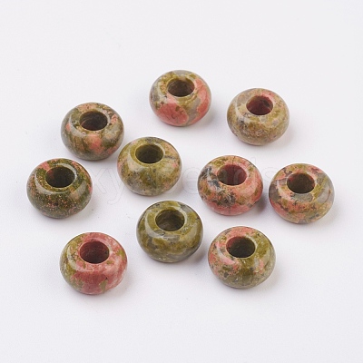 Natural Unakite European Beads G-G740-14x8mm-16-1