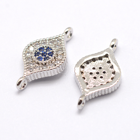 Eye Flat Round Brass Micro Pave Cubic Zirconia Links ZIRC-J009-06P-1