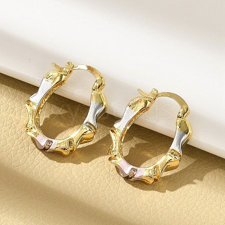 Brass Two Tone Oval Hoop Earrings EJEW-B117-04-1