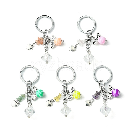 Acrylic & Natural Gemstone Keychain KEYC-JKC00541-S-1