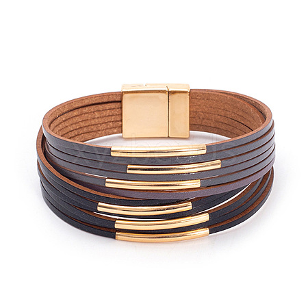 Two Tone Imitation Leather Multi-strand Bracelets for Women WGE2A7B-08-1