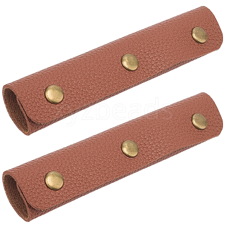 2Pcs PU Leather Luggage Handle Wrap Covers PURS-GL0001-06B-1