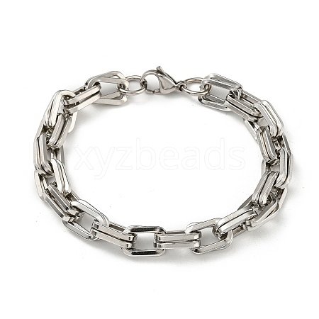 Non-Tarnish 201 Stainless Steel Chunky Rectangle Link Chain Bracelets STAS-Z056-18P-1