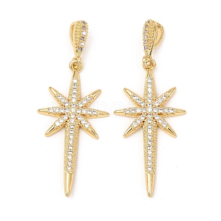 Brass Micro Pave Clear Cubic Zirconia Pendants KK-G543-15G-02-1