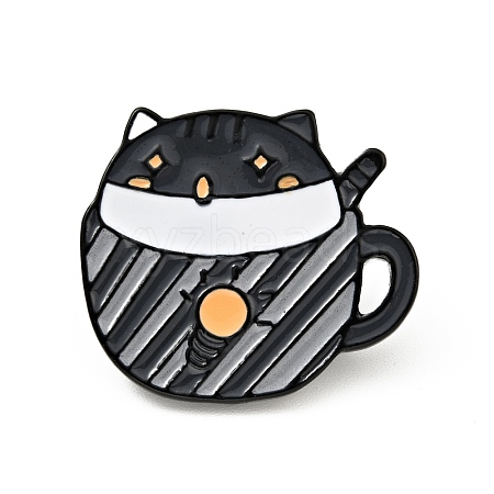 Coffee Cup Cat Enamel Pin JEWB-H009-01EB-13-1