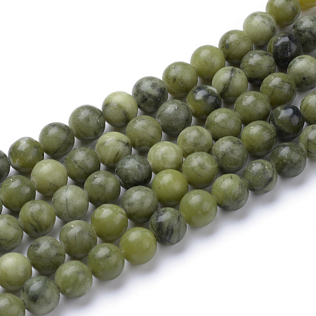 Natural Xinyi Jade/Chinese Southern Jade Beads Strands G-T055-8mm-15-1