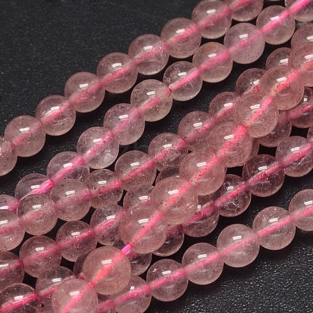 Round Natural Strawberry Quartz Beads Strands G-K068-09-6mm-1