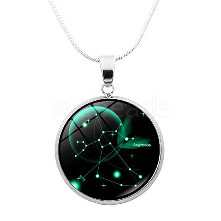 Glass Constellation Pendant Necklace with Brass Snake Chains PW-WG90948-08-1