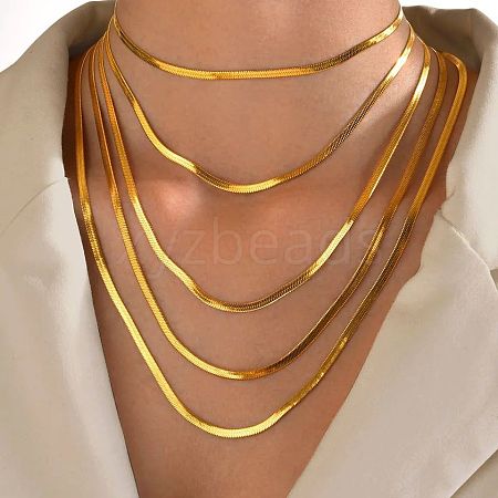 Titanium Steel Snake Chain Necklaces for Women WG80FEF-15-1