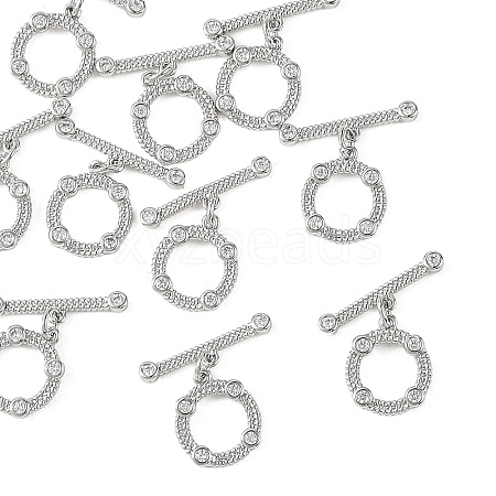 SHEGRACE Brass Micro Pave Clear Cubic Zirconia OT Toggle Claps XGRQ5K371-830P-1