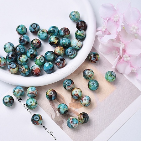 Baking Paint Glass Beads X1-DGLA-N003-8mm-B08-1