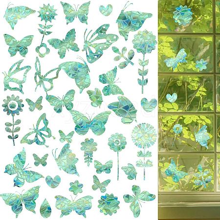 7PCS 3 Styles PVC Stickers Colorful Window Stickers Rainbow Prism Butterfly Flower Static Glass Window Stickers JX824A-1