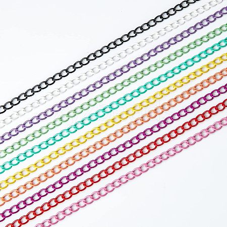 SUPERFINDINGS 10Pcs 10 Colors Iron Curb Chain DIY-FH0004-81-1