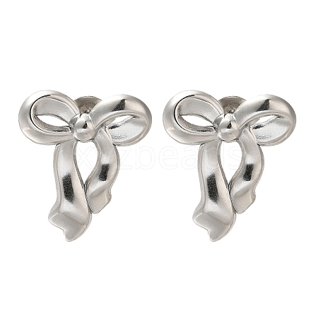 304 Stainless Steel Bowknot Stud Earrings EJEW-Z077-02P-1