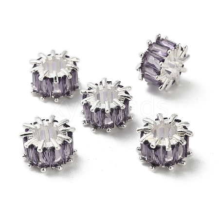 Brass Micro Pave Cubic Zirconia European Beads KK-B142-13C-02S-1