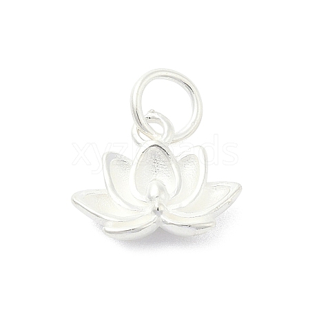 925 Sterling Silver Flower Charms with Jump Rings and 925 Stamp STER-M021-02S-04-1