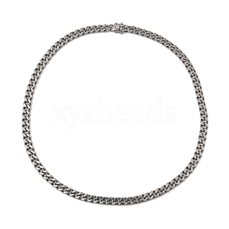 304 Stainless Steel Cuban Link Chain Necklaces NJEW-D050-01A-P-1