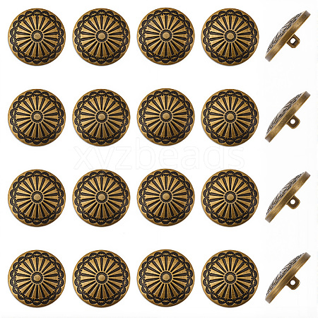 20Pcs 1-Hole Alloy Shank Buttons BUTT-GF0004-10AB-1