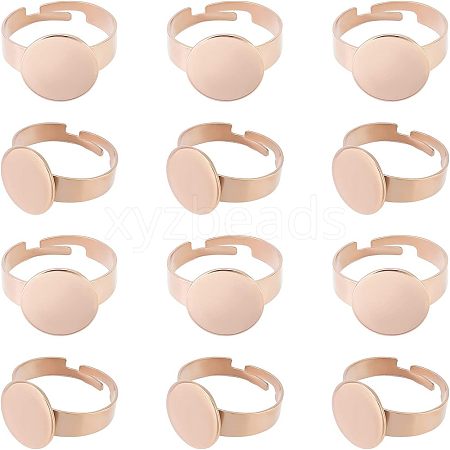 Unicraftale 12Pcs Adjustable 304 Stainless Steel Finger Rings Components STAS-UN0037-72-1