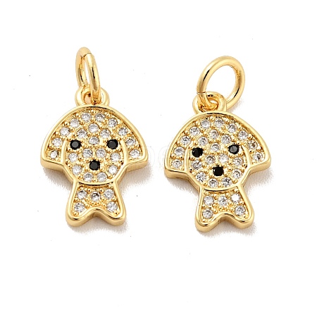 Dog Brass Micro Pave Clear Cubic Zirconia Charms KK-G425-14G-1