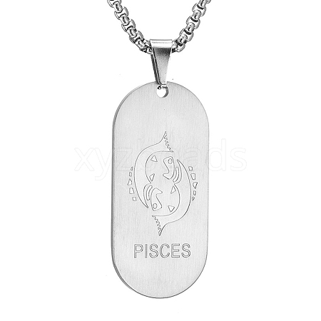 Stainless Ssteel Box Chain Oval with Constellation Pendant Necklaces for Men and Women PW-WG1F1EC-12-1