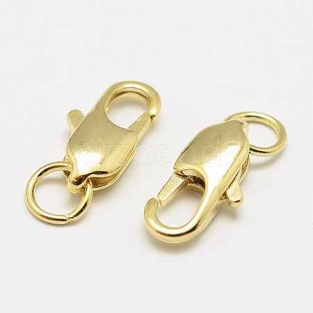 Brass Lobster Claw Clasps X-KK-P058-02G-NR-1