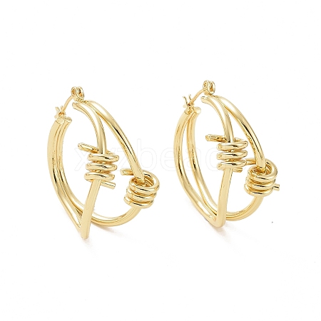 Brass Thorns Beaded Hoop Earrings for Women EJEW-F303-09G-1
