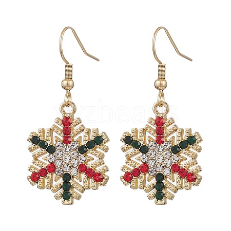 Christmas Alloy Rhinestone Dangle Earrings EJEW-JE06121-02-1