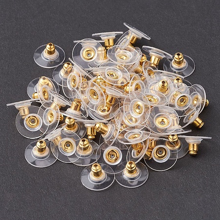 Brass Bullet Clutch Earring Backs with Pad KK-YW0001-68G-1