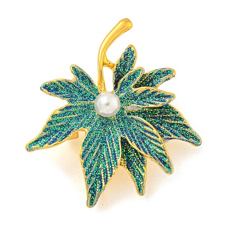 Leaf Shape Alloy Enamel Layered Brooch JEWB-U006-02C-G-1