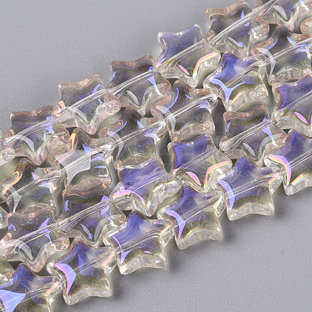 Electroplate Transparent Glass Beads Strands EGLA-N056-04A-A02-1