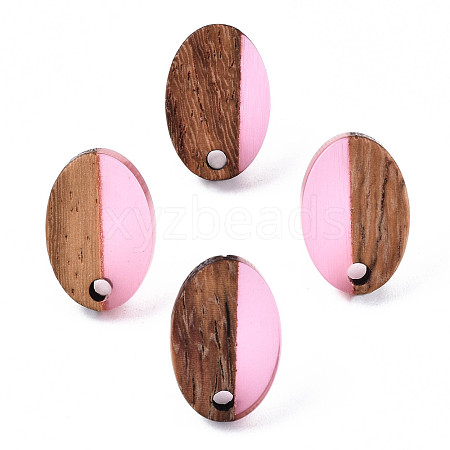 Resin & Walnut Wood Stud Earring Findings MAK-N032-004A-A04-1