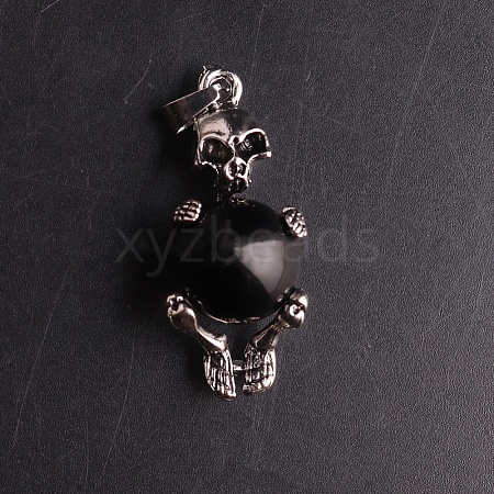 Natural Black Onyx(Dyed & Heated) Sphere Ball Pendants PW-WG3842C-09-1