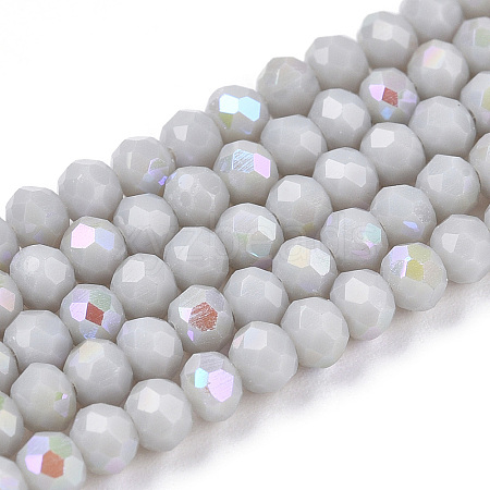 Electroplate Opaque Solid Color Glass Beads Strands EGLA-A044-P4mm-L10-1