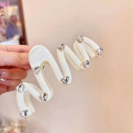 Acrylic Claw Hair Clips with Heart Crystal Rhinestone PW-WG444CB-05-1