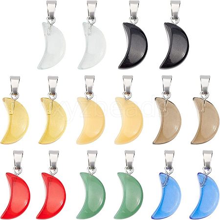 SUPERFINDINGS 48Pcs 8 Colors Transparent & Imitation Jade Spray Painted Glass Pendants GLAA-FH0001-39-1