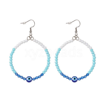 Resin Evil Eye & Acrylic Beaded Big Ring Dangle Earrings EJEW-JE04999-05-1