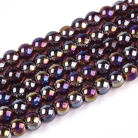 Electroplate Transparent Glass Beads Strands GLAA-T032-T4mm-AB19-1