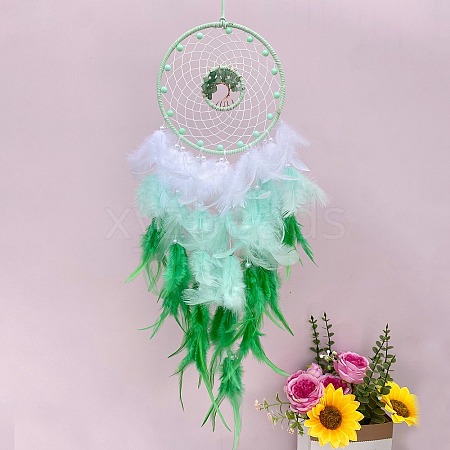 Woven Net/Web with Feather Pendant Decoration PW-WGD01AE-01-1