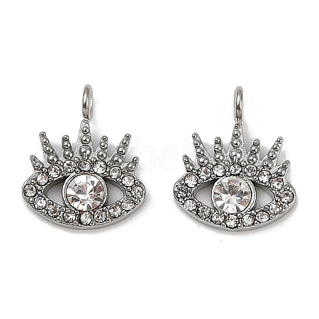 304 Stainless Steel Micro Pave Cubic Zirconia Charms STAS-K302-01B-P-1