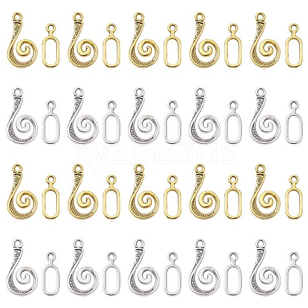 20Pcs 2 Colors Tibetan Style Alloy Hook and Eye Clasps FIND-YW0003-89-1