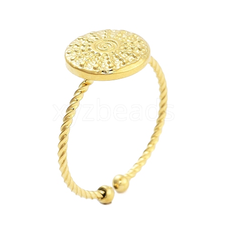 Real 18K Gold Plated 304 Stainless Steel Open Cuff Rings for Women RJEW-B061-02G-03-1