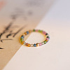 Natural Rainbow Tourmaline Round Beaded Finger Rings WGDC3AE-03-3