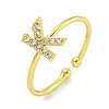 Rack Plating Brass Open Cuff Rings for Women RJEW-F162-02G-K-1