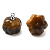 Natural Tiger Eye Pumpkin Charms with Platinum Tone Brass Bails G-C158-06P-01-2